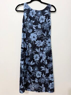 ann taylor dress 12 100% silk blue floral sleeveless coastal cottage core